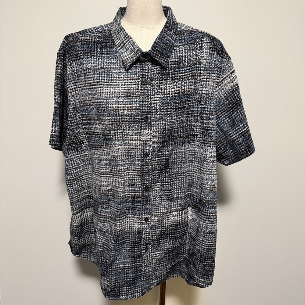 DKNY Men's Black and Gray Checkered Shirt